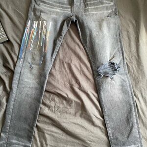 Amiri Distressed Paint Drip Jeans